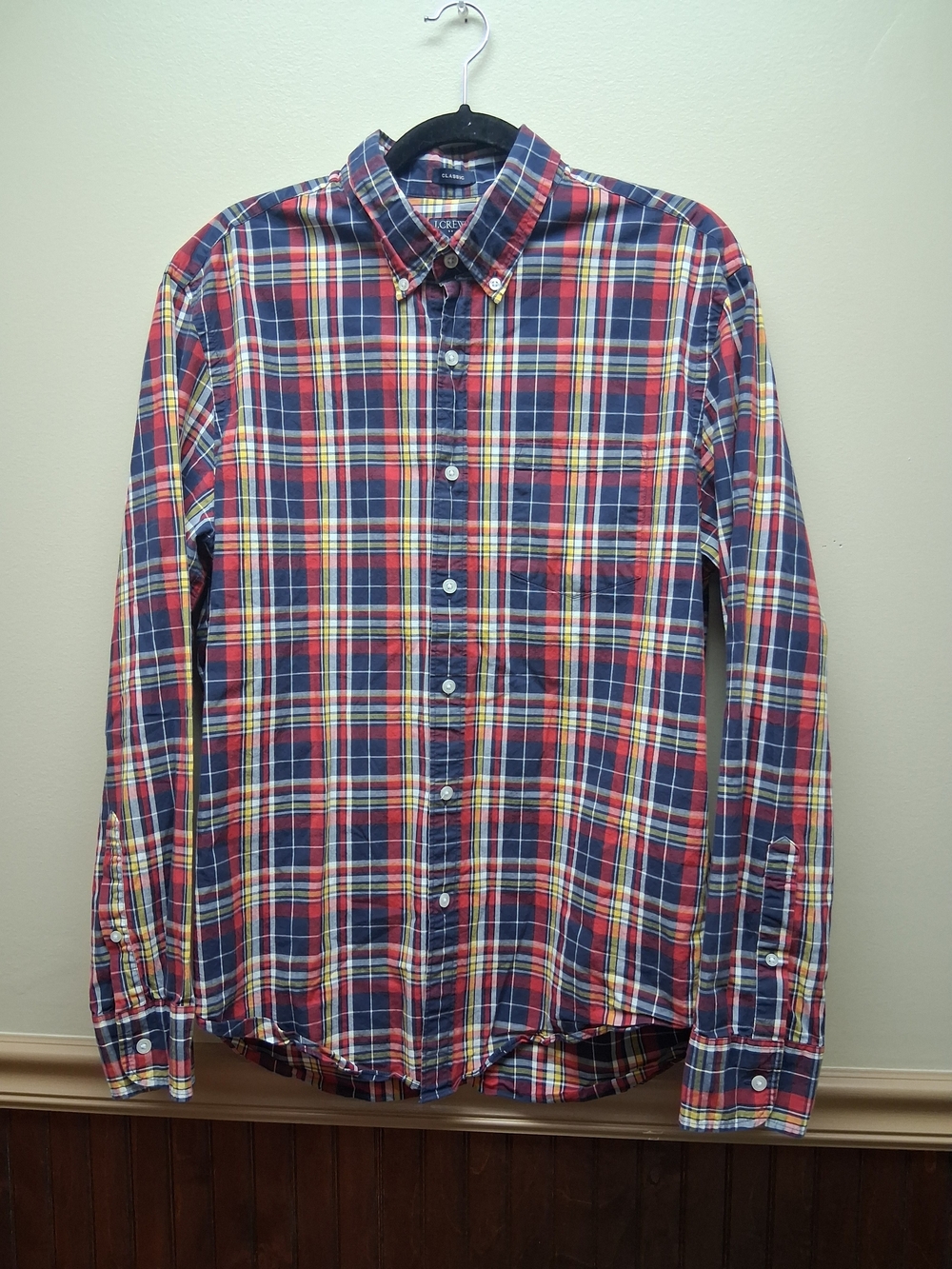 J.Crew Classic Flex Washed Button-Down Sport Shirt Multi Color Plaid Pattern L